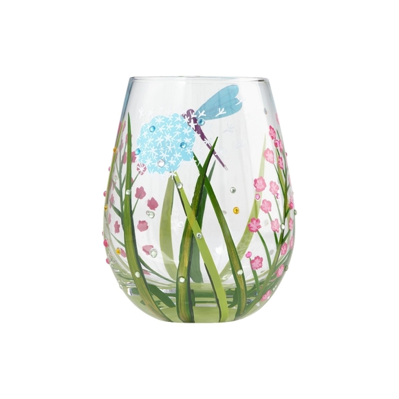 Lolita hand painted "Dragonfly" stemless wine glass - Picture 12 of 13